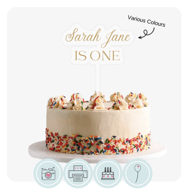 Acrylic Cake Topper | Sarah Jane Design | Personalised